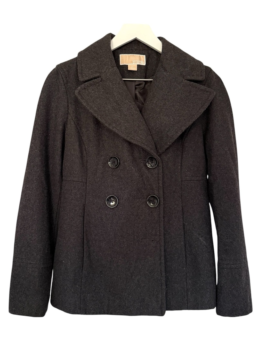 Michael Kors Women’s Size Small Gray Wool Blend Double Breasted Jacket Peacoat